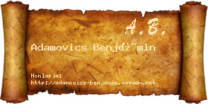 Adamovics Benjámin névjegykártya